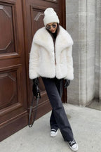 Faux Fur Winter Coat with Wide Collar – Soft Luxury Coat