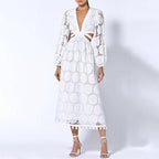 White Lace Ibiza Dress – Women's Long Sleeve Boho Summer Beach & Wedding Guest Dress | Meave & Ivy
