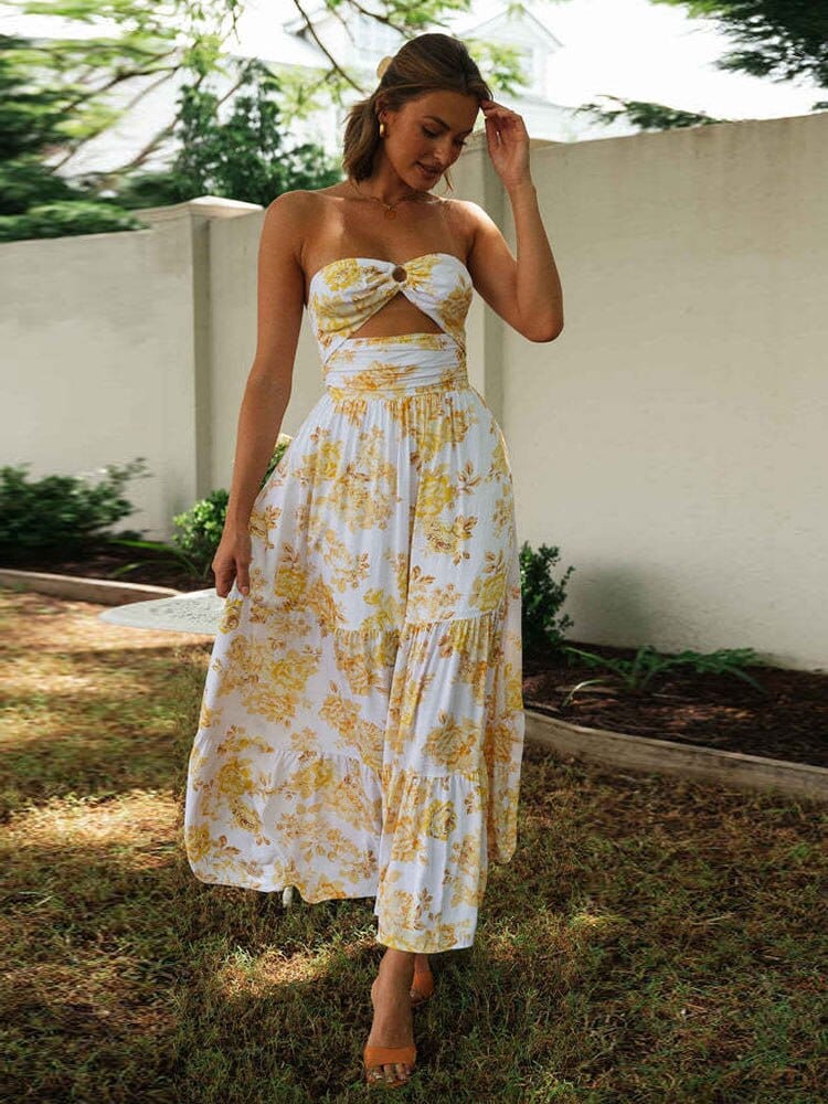 White Floral Off-Shoulder Maxi Dress – Women's Summer Beach & Holiday Dress | Meave & Ivy