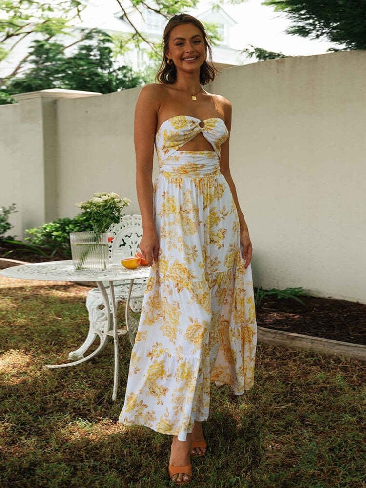 White Floral Off-Shoulder Maxi Dress – Women's Summer Beach & Holiday Dress | Meave & Ivy