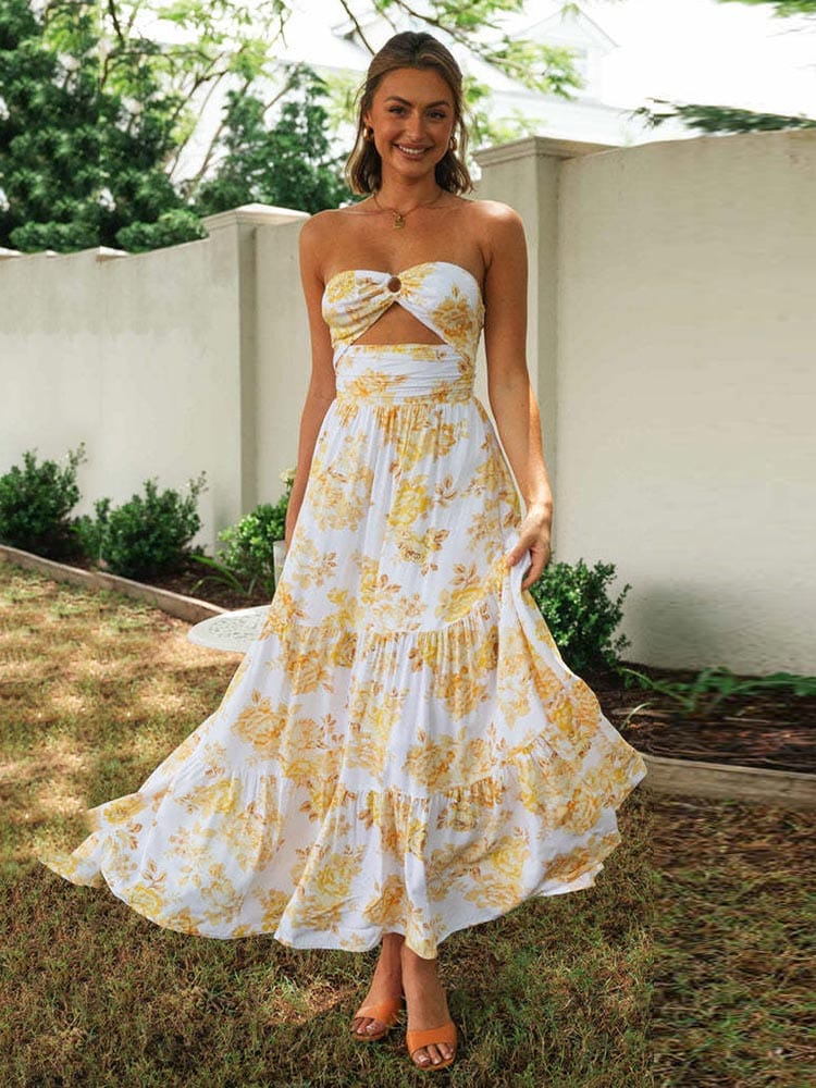 White Floral Off-Shoulder Maxi Dress – Women's Summer Beach & Holiday Dress | Meave & Ivy