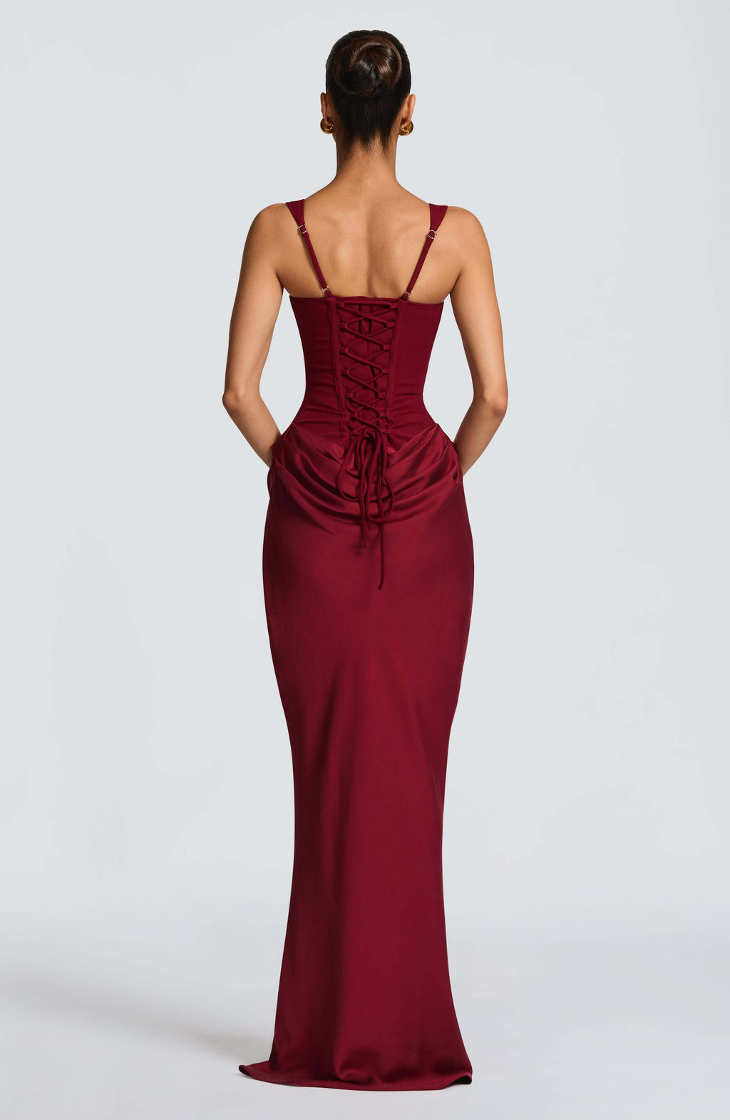 Ruched Bodycon Maxi Dress - Scoop Neck Evening Gown | Meave & Ivy