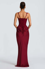 Ruched Bodycon Maxi Dress - Scoop Neck Evening Gown | Meave & Ivy