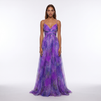 Watercolour Floral V-Neck Maxi Dress with Open Back