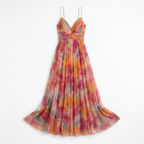 Watercolour Floral V-Neck Maxi Dress with Open Back