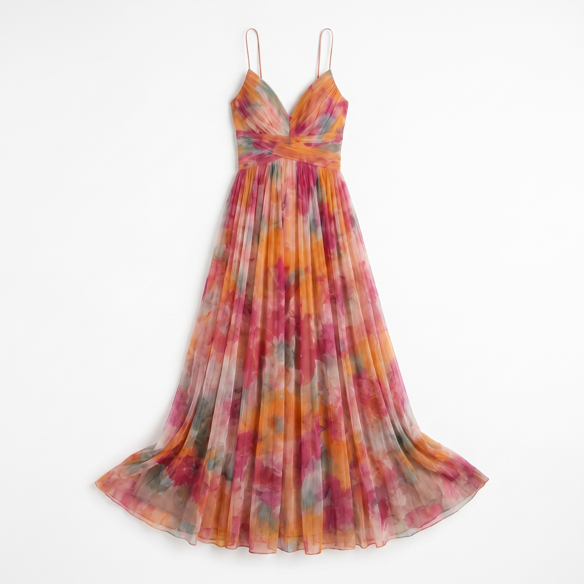 Watercolour Floral V-Neck Maxi Dress with Open Back