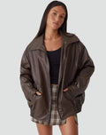 Oversized Leather Look Bomber Jacket – Smooth Luxe Finish