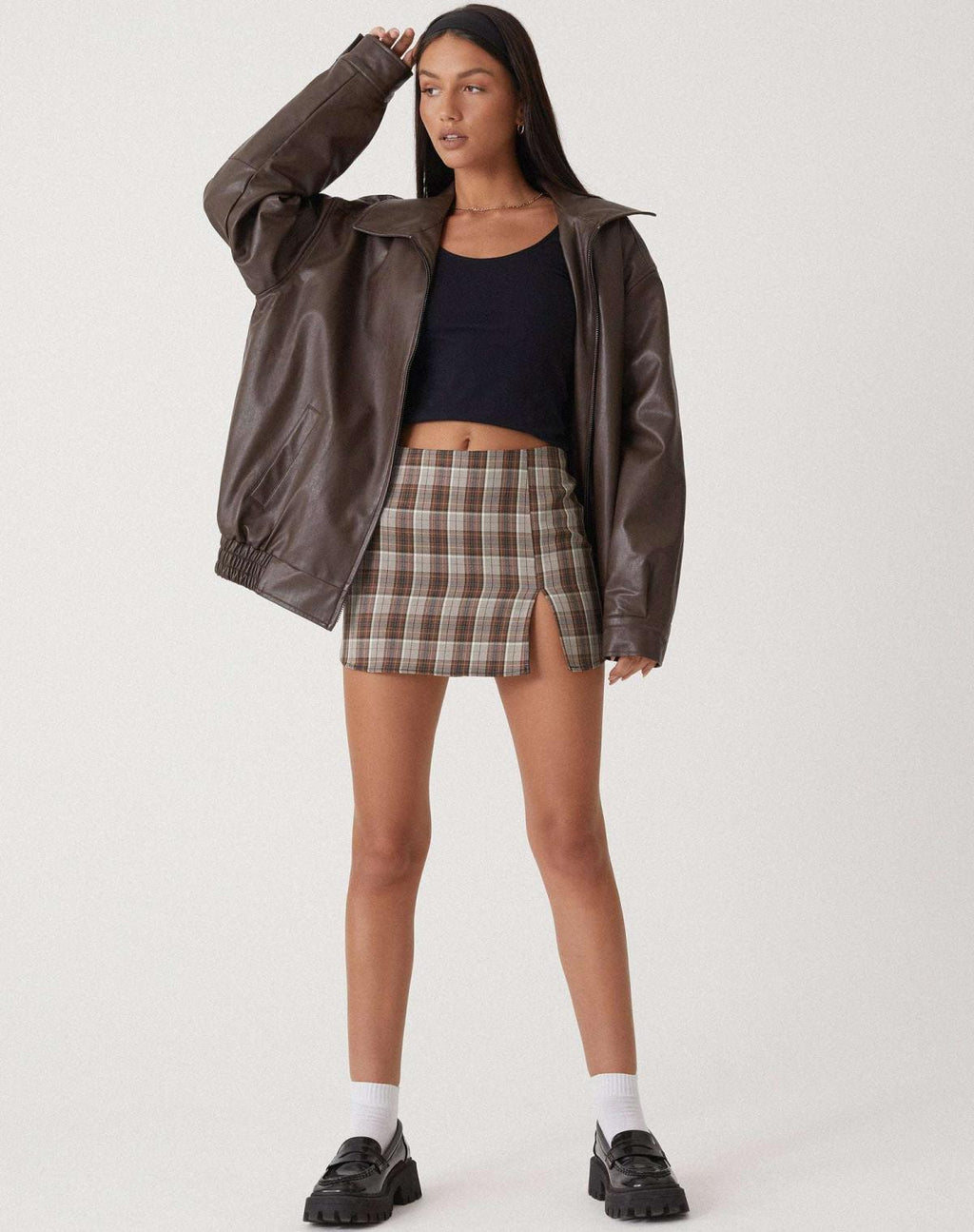 Oversized Leather Look Bomber Jacket – Smooth Luxe Finish