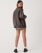 Oversized Leather Look Bomber Jacket – Smooth Luxe Finish