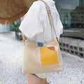 Women's Colour-Block Canvas Shoulder Tote Bag