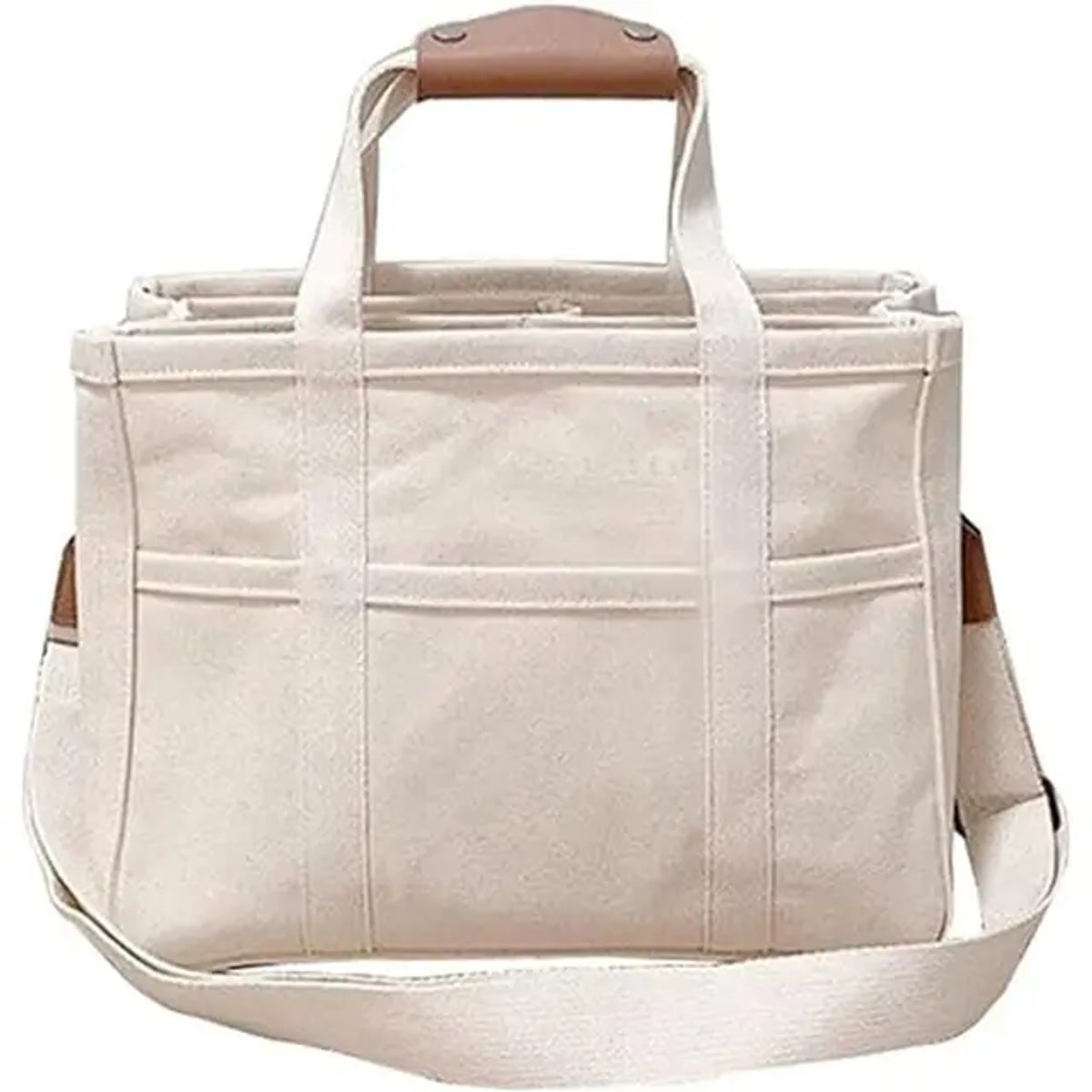 Women's Large Multi-Pocket Canvas Tote Bag