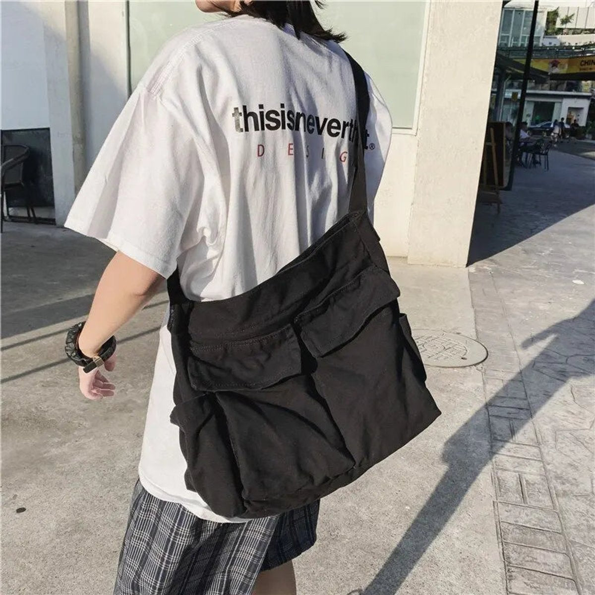 Women's Multi-Pocket Canvas Shoulder Bag