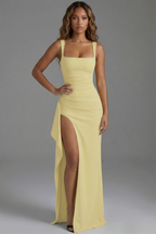 Bodycon Slip Maxi Dress - Elegant Leg Split Evening Gown | Meave & Ivy