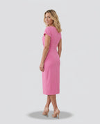 Draped Wrap Midi Dress