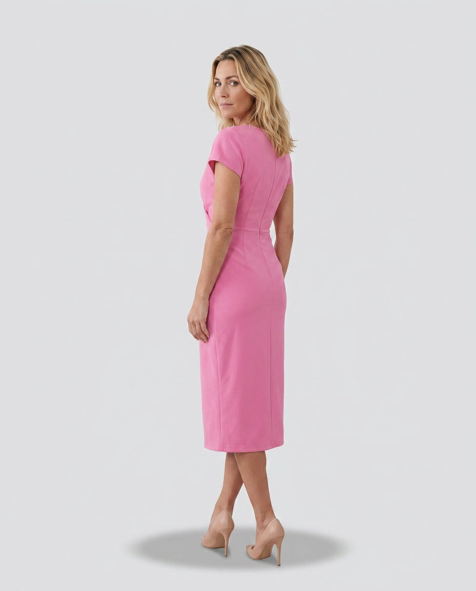 Draped Wrap Midi Dress