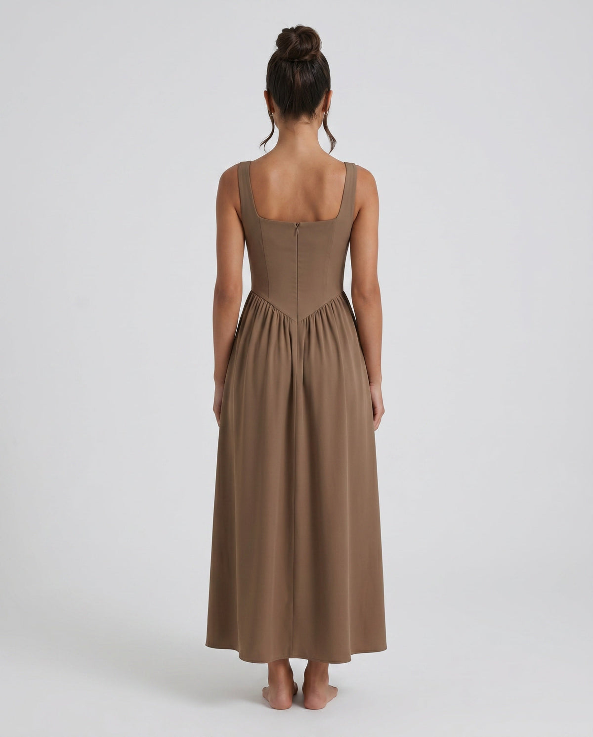 Basque Waist A-Line Maxi Dress