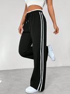 Striped Track Trousers with Comfort Waistband – Sporty Straight Leg Joggers