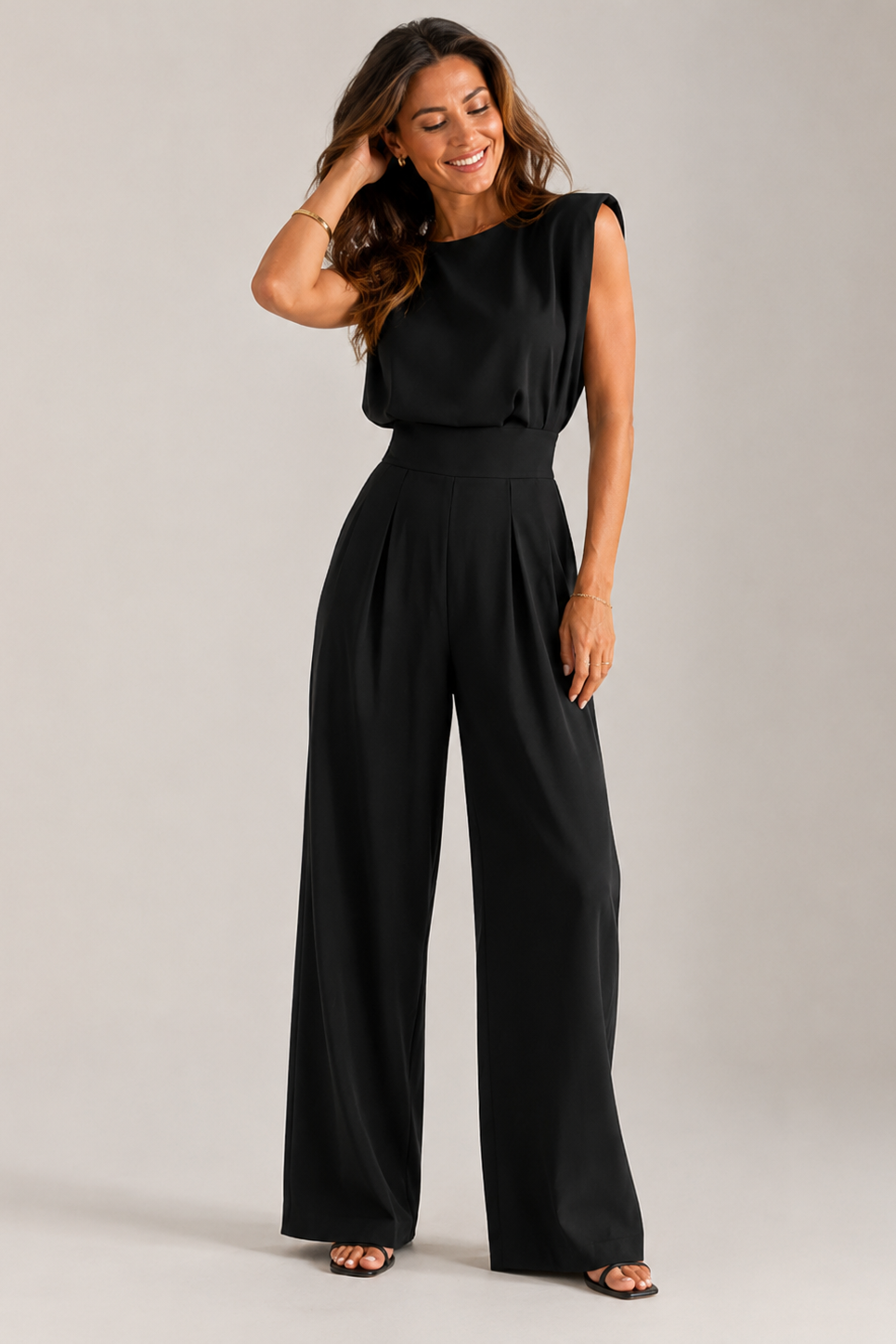 Mint Green Sleeveless Wide Leg Jumpsuit – Women's Elegant Occasion Jumpsuit