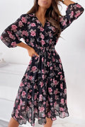 Black & Pink Floral Ibiza Dress – Women's Boho Summer Beach & Holiday Dress | Meave & Ivy